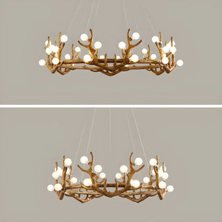 ZOWALA - Antler Wood Living Room Multi-Light Farmhouse Chandelier Image - 16