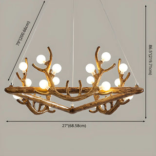 ZOWALA - Antler Wood Living Room Multi-Light Farmhouse Chandelier #size