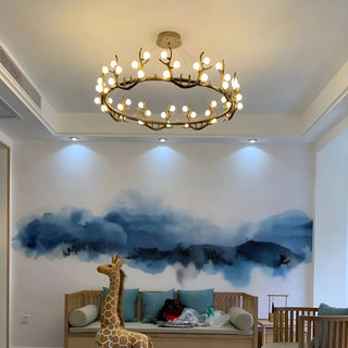 ZOWALA - Antler Wood Living Room Multi-Light Farmhouse Chandelier Image - 4