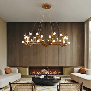 ZOWALA - Antler Wood Living Room Multi-Light Farmhouse Chandelier Image - 7