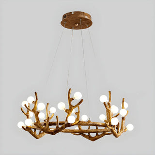 ZOWALA - Antler Wood Living Room Multi-Light Farmhouse Chandelier Image - 9