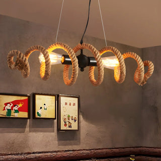ZOWALA - Farmhouse Linear Spiral Rope 2-Light Chandelier Image - 1