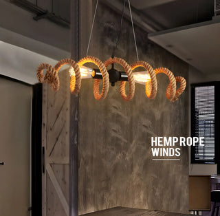 ZOWALA - Farmhouse Linear Spiral Rope 2-Light Chandelier Image - 2