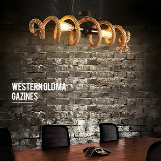 ZOWALA - Farmhouse Linear Spiral Rope 2-Light Chandelier Image - 3