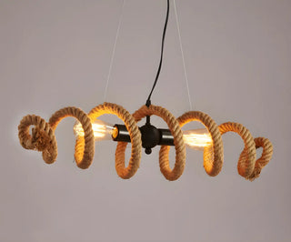 ZOWALA - Farmhouse Linear Spiral Rope 2-Light Chandelier Image - 8