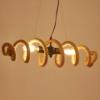 ZOWALA - Farmhouse Linear Spiral Rope 2-Light Chandelier Image - 9