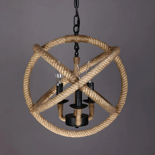ZOWALA - Farmhouse Rope Orb 3-Light Candle Chandelier Image - 5