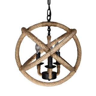 ZOWALA - Farmhouse Rope Orb 3-Light Candle Chandelier Image - 6