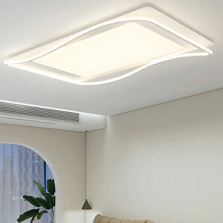 Fashion Large White Rectangle Wavy Flush Mount Light Zawala Image - 3