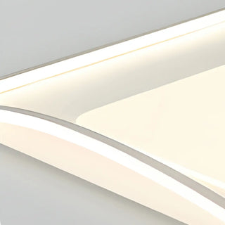 Fashion Large White Rectangle Wavy Flush Mount Light Zawala Image - 4