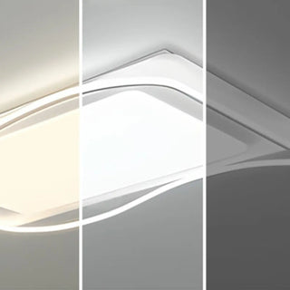 Fashion Large White Rectangle Wavy Flush Mount Light Zawala Image - 6