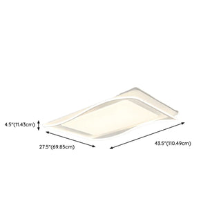 Fashion Large White Rectangle Wavy Flush Mount Light Zawala #size