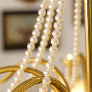 ZOWALA - Flower Glass Gold Pearl Down Living Room Chandelier Image - 16