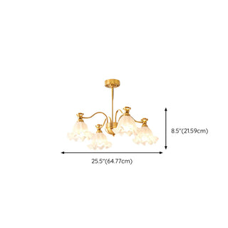 ZOWALA - Flower Glass Gold Pearl Down Living Room Chandelier #size