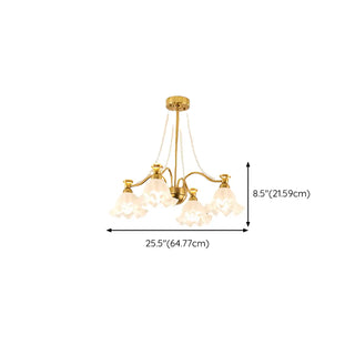 ZOWALA - Flower Glass Gold Pearl Down Living Room Chandelier Image - 19