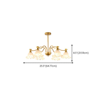 ZOWALA - Flower Glass Gold Pearl Down Living Room Chandelier Image - 20