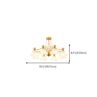 ZOWALA - Flower Glass Gold Pearl Down Living Room Chandelier Image - 23