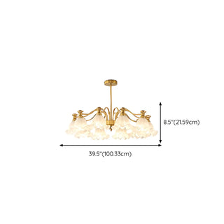 ZOWALA - Flower Glass Gold Pearl Down Living Room Chandelier Image - 24