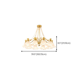 ZOWALA - Flower Glass Gold Pearl Down Living Room Chandelier Image - 25