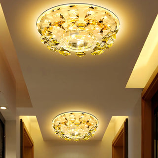 ZOWALA - Corridor Yellow Crystal Flower LED Flush Mount Light Image - 1