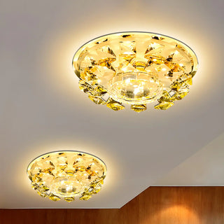 ZOWALA - Corridor Yellow Crystal Flower LED Flush Mount Light Image - 2
