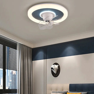 Modern Flush Mount Metal Round Ceiling Fan