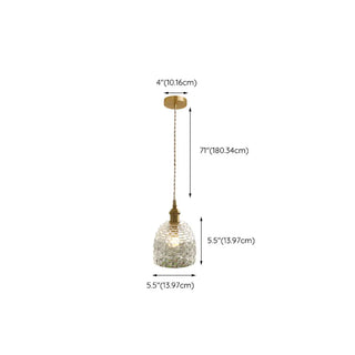 ZOWALA - French Vintage Clear Glass Bell Vase Pendant Light Image - 15