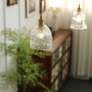 ZOWALA - French Vintage Clear Glass Bell Vase Pendant Light Image - 3