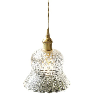ZOWALA - French Vintage Clear Glass Bell Vase Pendant Light Image - 5