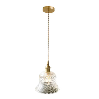 ZOWALA - French Vintage Clear Glass Bell Vase Pendant Light Image - 6