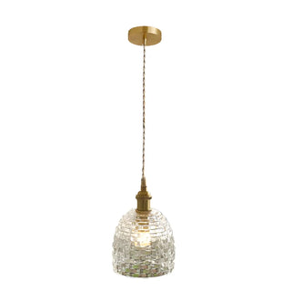 ZOWALA - French Vintage Clear Glass Bell Vase Pendant Light Image - 7
