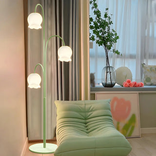 Fresh 3-Light Pastel Green Flower Metal Floor Lamp Zawala Image - 2