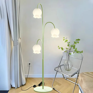 Fresh 3-Light Pastel Green Flower Metal Floor Lamp Zawala Image - 3