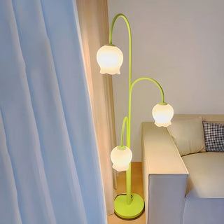 Fresh 3-Light Pastel Green Flower Metal Floor Lamp Zawala Image - 4