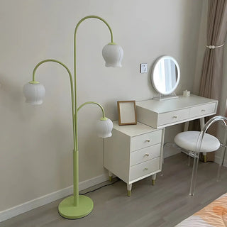 Fresh 3-Light Pastel Green Flower Metal Floor Lamp Zawala Image - 5