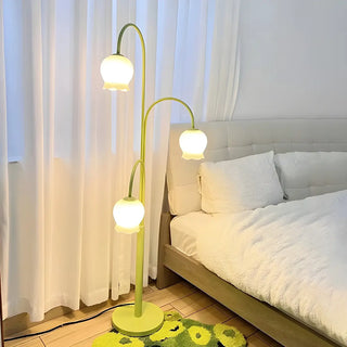 Fresh 3-Light Pastel Green Flower Metal Floor Lamp Zawala Image - 7