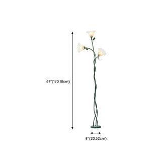 3-Light Fresh Green Floral Metal LED Floor Light Zawala #size