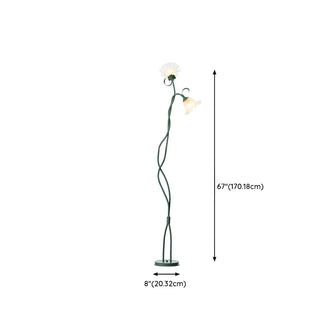 3-Light Fresh Green Floral Metal LED Floor Light Zawala Image - 13
