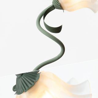 3-Light Fresh Green Floral Metal LED Floor Light Zawala Image - 4
