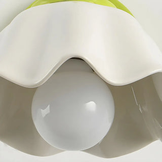 Beautiful Green Flower Wavy White Shade Wall Sconce Zawala Image - 11
