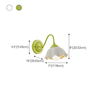 Beautiful Green Flower Wavy White Shade Wall Sconce Zawala #size