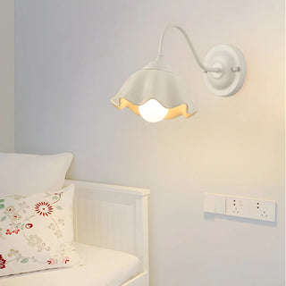 Beautiful Green Flower Wavy White Shade Wall Sconce Zawala Image - 3