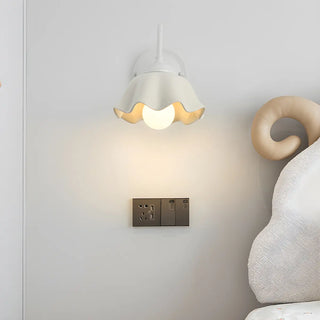 Beautiful Green Flower Wavy White Shade Wall Sconce Zawala Image - 4