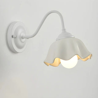 Beautiful Green Flower Wavy White Shade Wall Sconce Zawala Image - 7