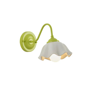 Beautiful Green Flower Wavy White Shade Wall Sconce Zawala Image - 8