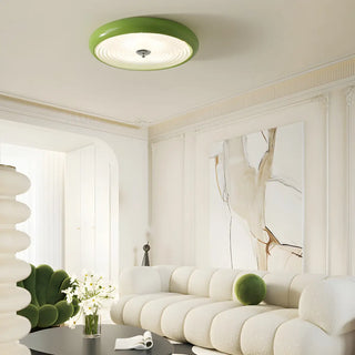 Fresh Green Round Glass LED Flush Mount Ceiling Light Zawala Image - 1