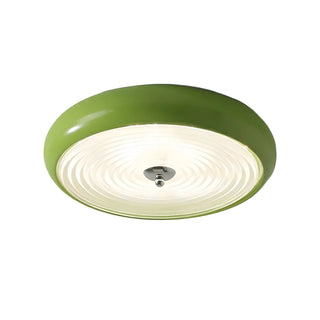 Fresh Green Round Glass LED Flush Mount Ceiling Light Zawala Image - 10