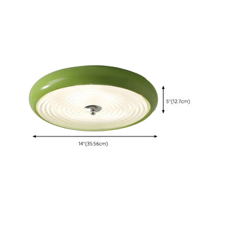 Fresh Green Round Glass LED Flush Mount Ceiling Light Zawala Image - 12
