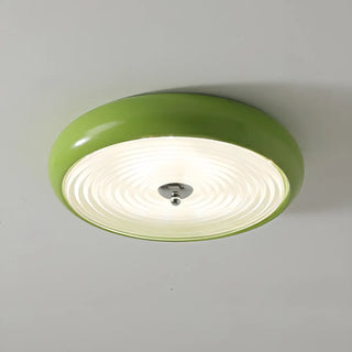 Fresh Green Round Glass LED Flush Mount Ceiling Light Zawala Image - 4
