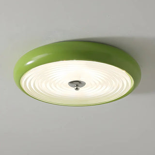 Fresh Green Round Glass LED Flush Mount Ceiling Light Zawala Image - 5